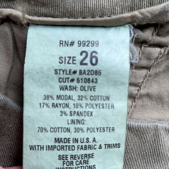 Level 99 Army Green Cropped Pant - 25 - Picture 4 of 7